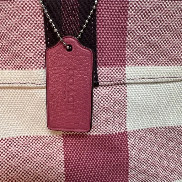 Coach Pink and White Plaid Tote Bag with matching Wallet - Picture 4 of 14
